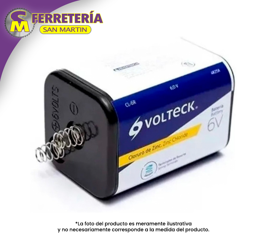 PILA CUAD.6V RESORTE 46314(VOLTEK)