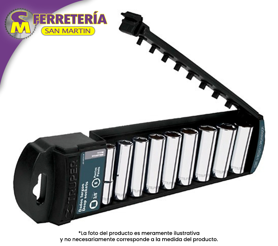 JUEGO DADO 9PZAS 3/8 LGO STD 14172(TRUPER)