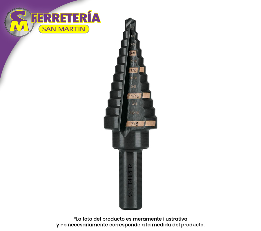 BROCA ESCALONADA 3/16"A 7/8" 12125(TRUPER)