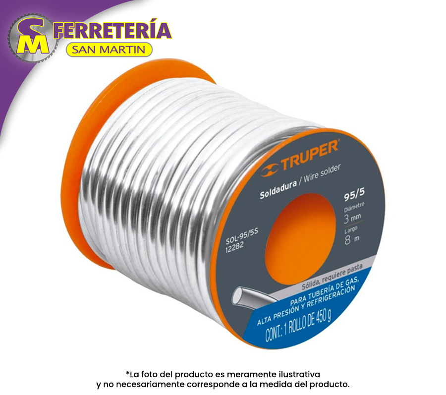 SOLDADURA 95/5 3.0MM 12282(ROLLO 450GR)