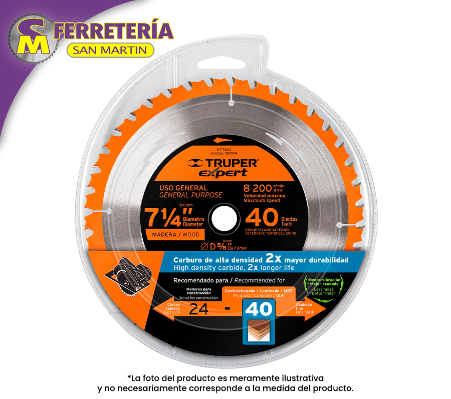 SIERRA P/MADERA 7-1/4" 40D 100104(TRUPER)