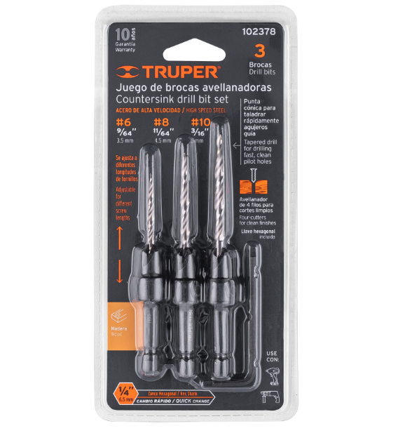 BROCAS AVELLANADORAS JGO 3PZA 102378 TRUPER