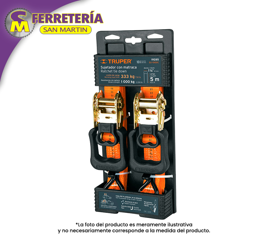 SUJETADOR MATRACA 1-1/4"X 5MT 19285(TRUPER)