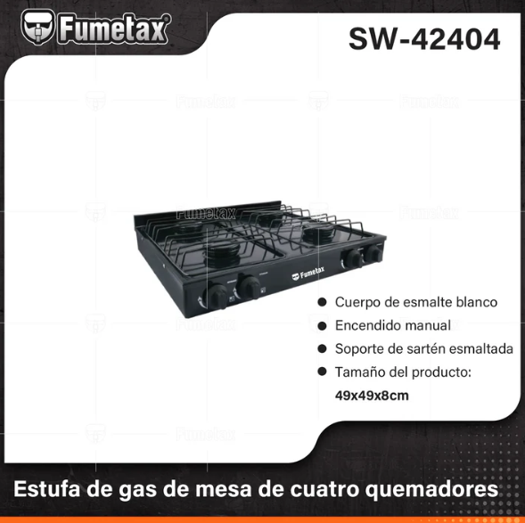 PARRILLA NEGRA GAS 4 QUEMADORES SW-42404 FUMETAX